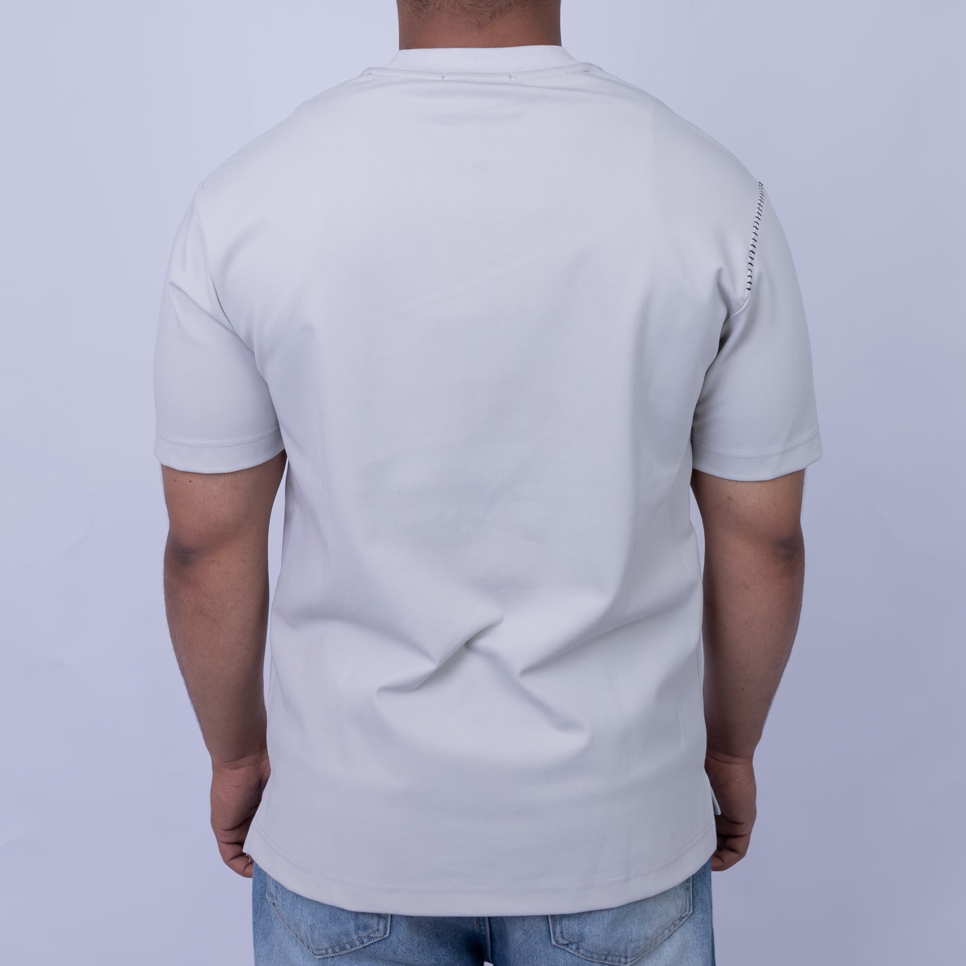 Oversized Men's Cotton Blend Contrast Stitch Crew Neck T-Shirt