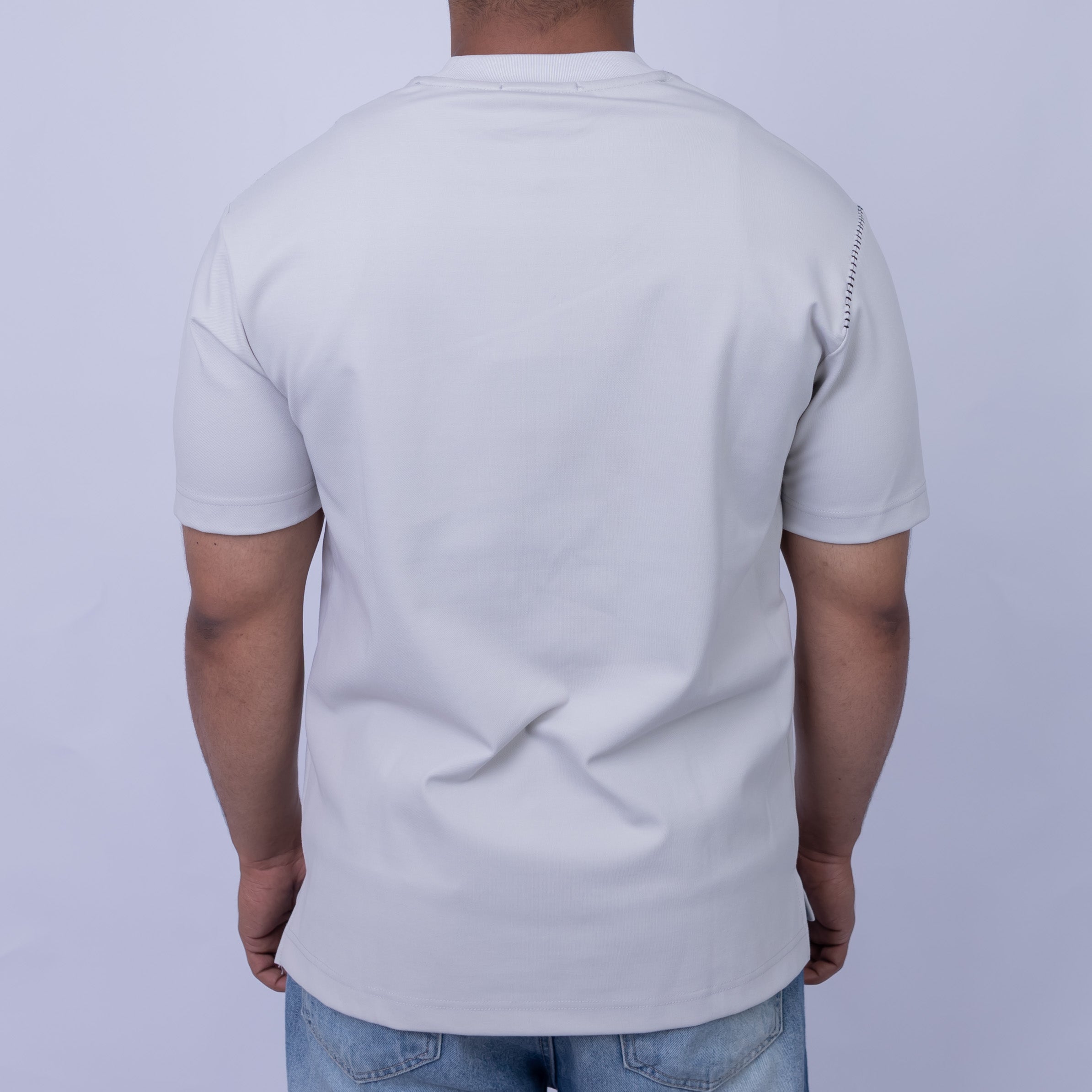 Oversized Men's Cotton Blend Contrast Stitch Crew Neck T-Shirt