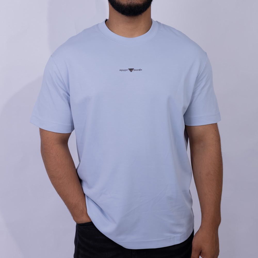 Oversized Cotton Mini Logo Print Round Neck T-Shirt for Men