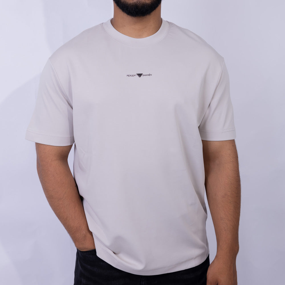 Oversized Cotton Mini Logo Print Round Neck T-Shirt for Men