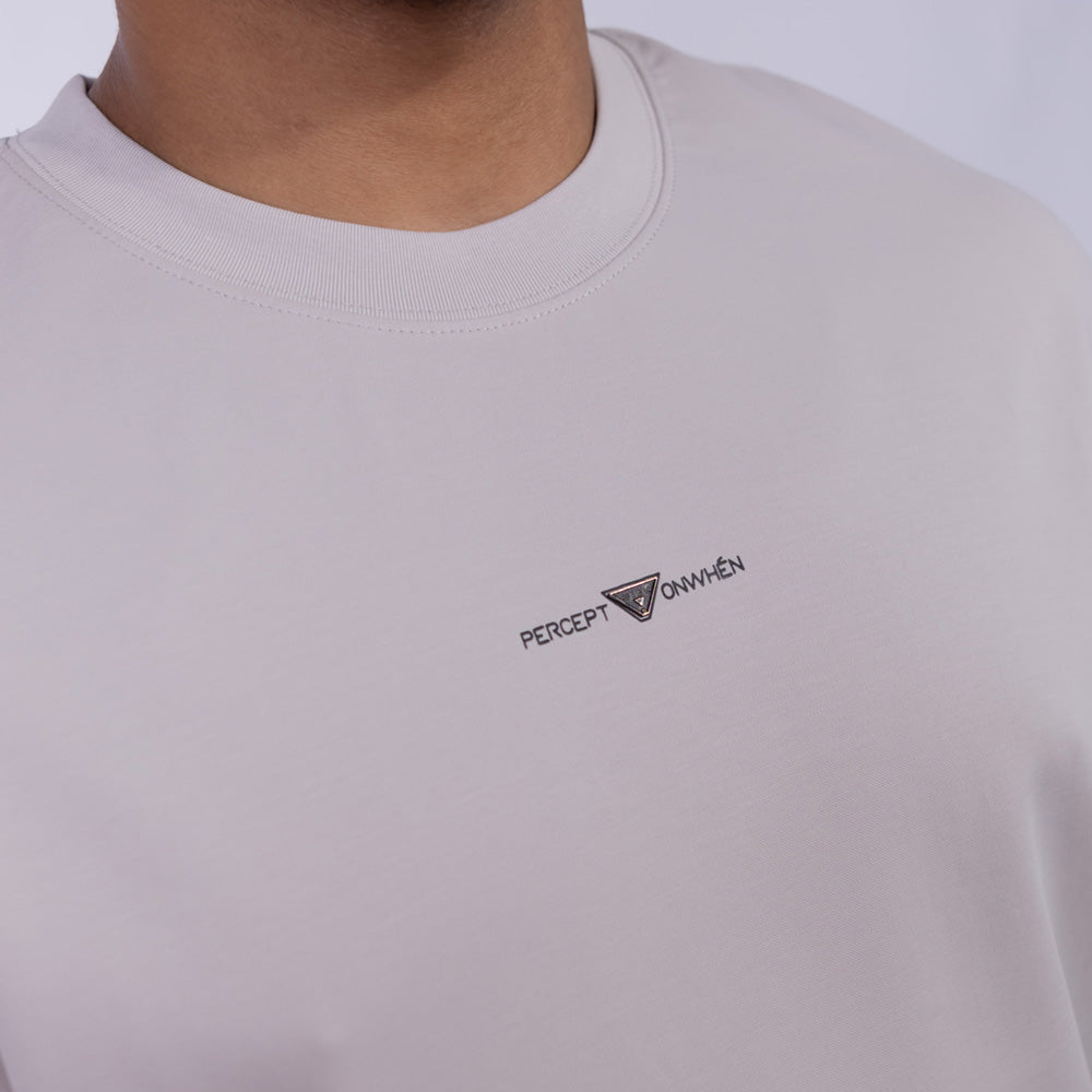 Oversized Cotton Mini Logo Print Round Neck T-Shirt for Men
