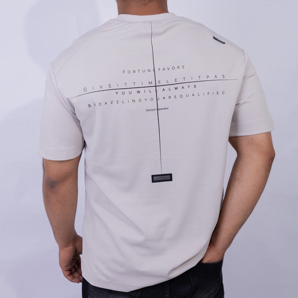 Oversized Cotton Mini Logo Print Round Neck T-Shirt for Men