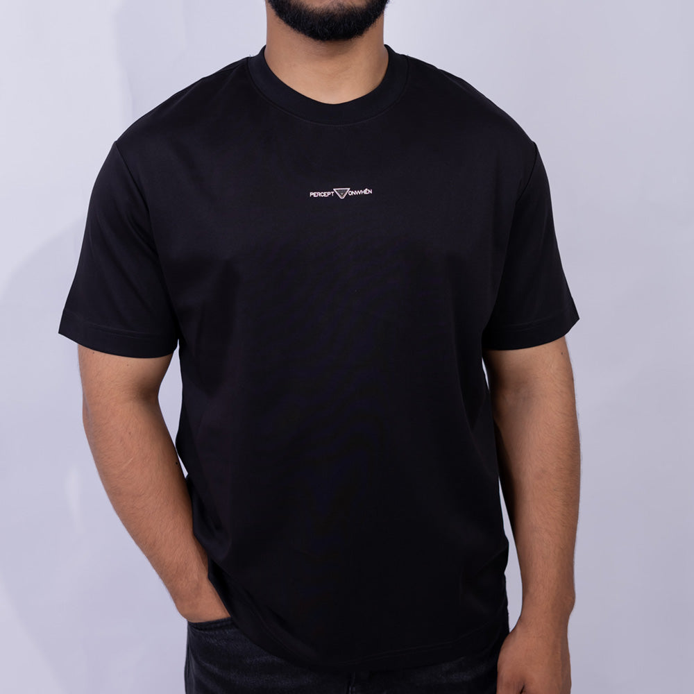 Oversized Cotton Mini Logo Print Round Neck T-Shirt for Men