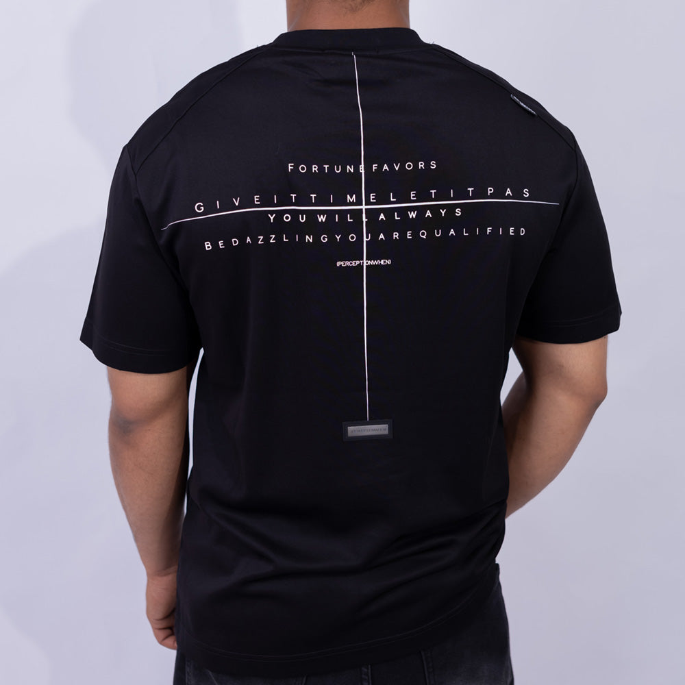 Oversized Cotton Mini Logo Print Round Neck T-Shirt for Men