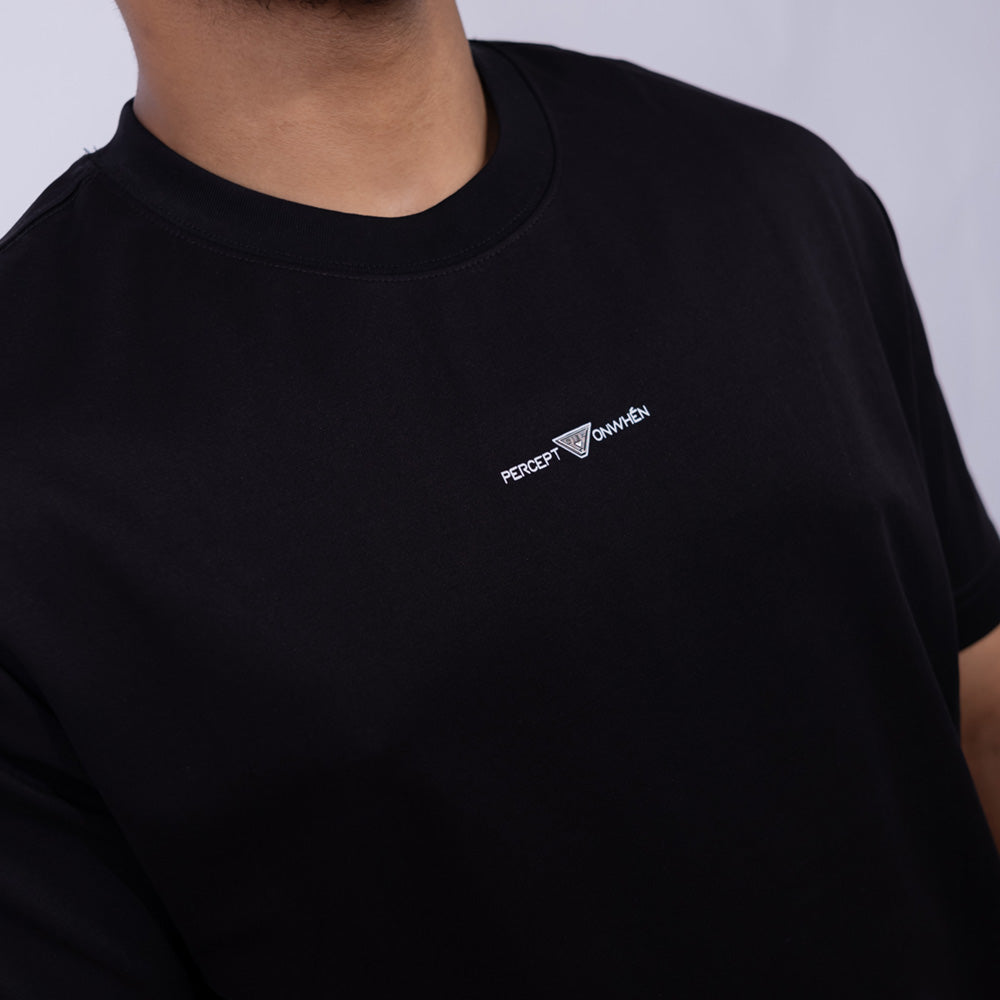 Oversized Cotton Mini Logo Print Round Neck T-Shirt for Men