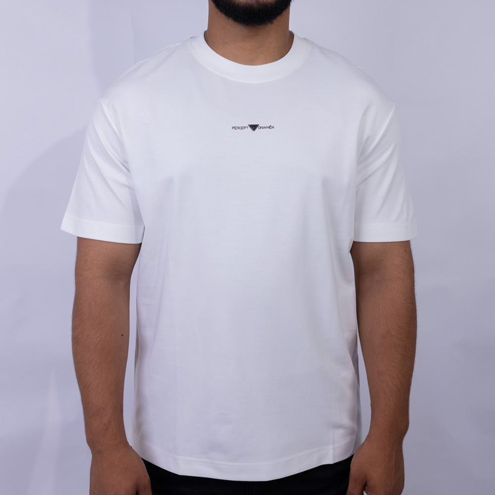 Oversized Cotton Mini Logo Print Round Neck T-Shirt for Men