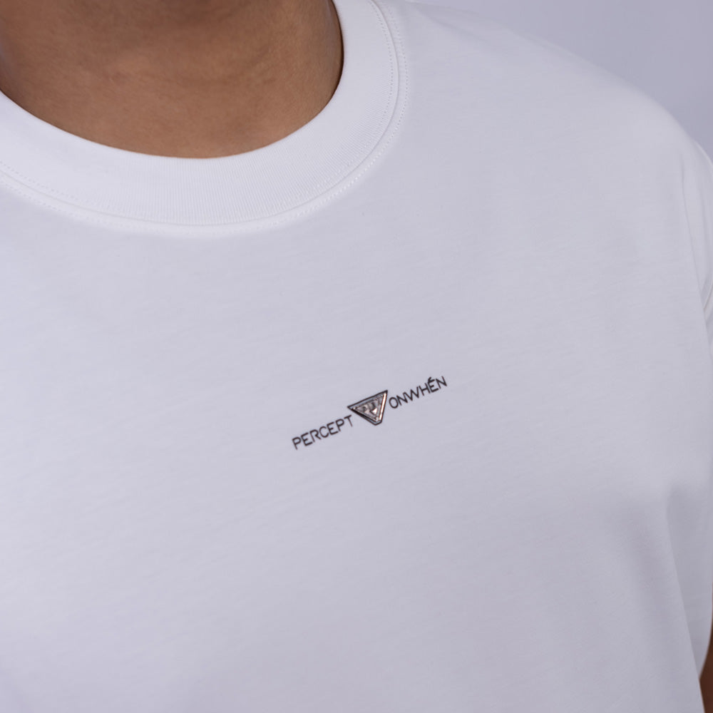 Oversized Cotton Mini Logo Print Round Neck T-Shirt for Men