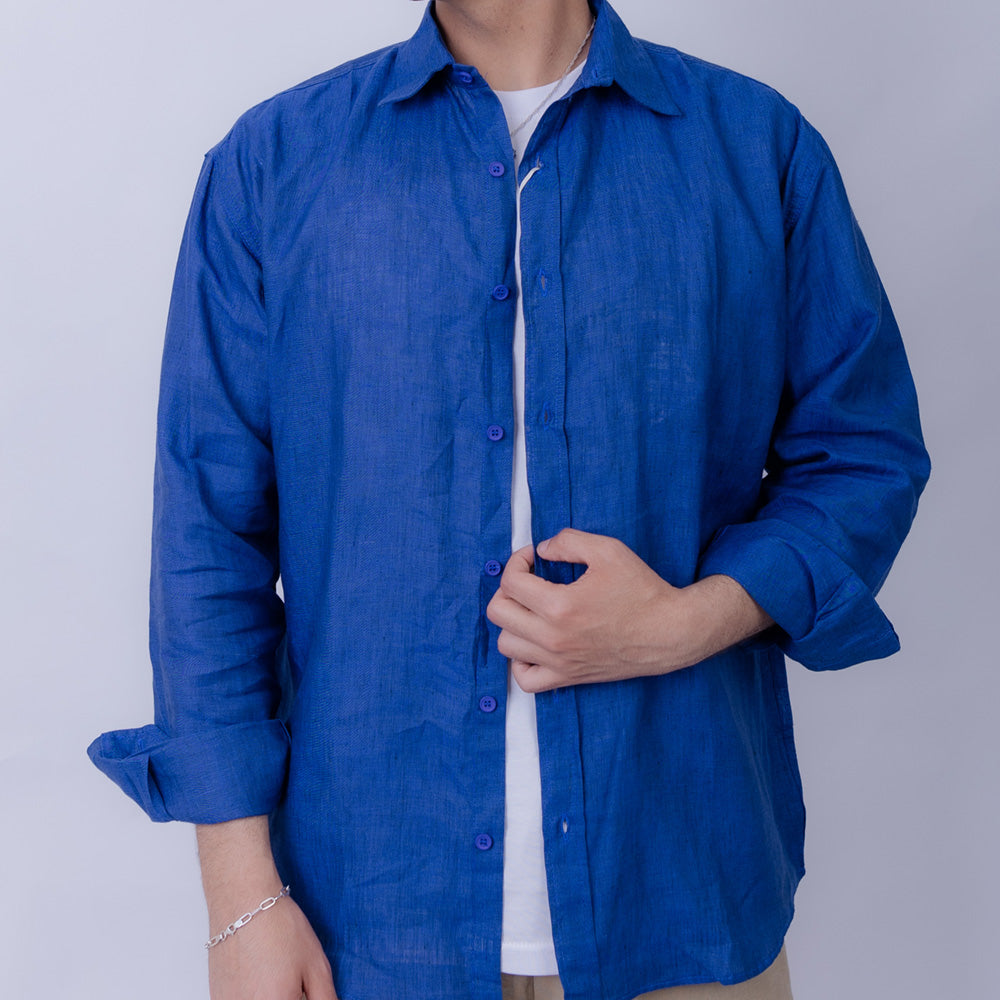 Regular Fit Linen Long Sleeve Shirt for Men