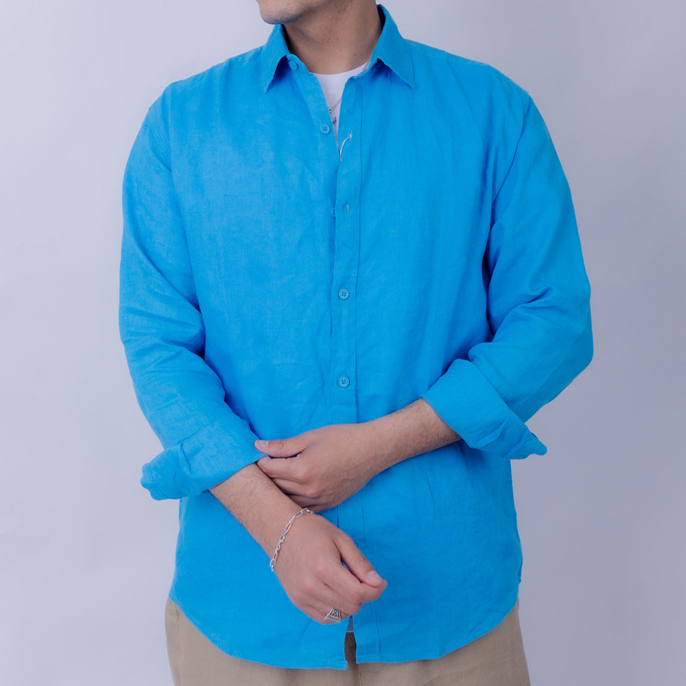 Regular Fit Linen Long Sleeve Shirt for Men