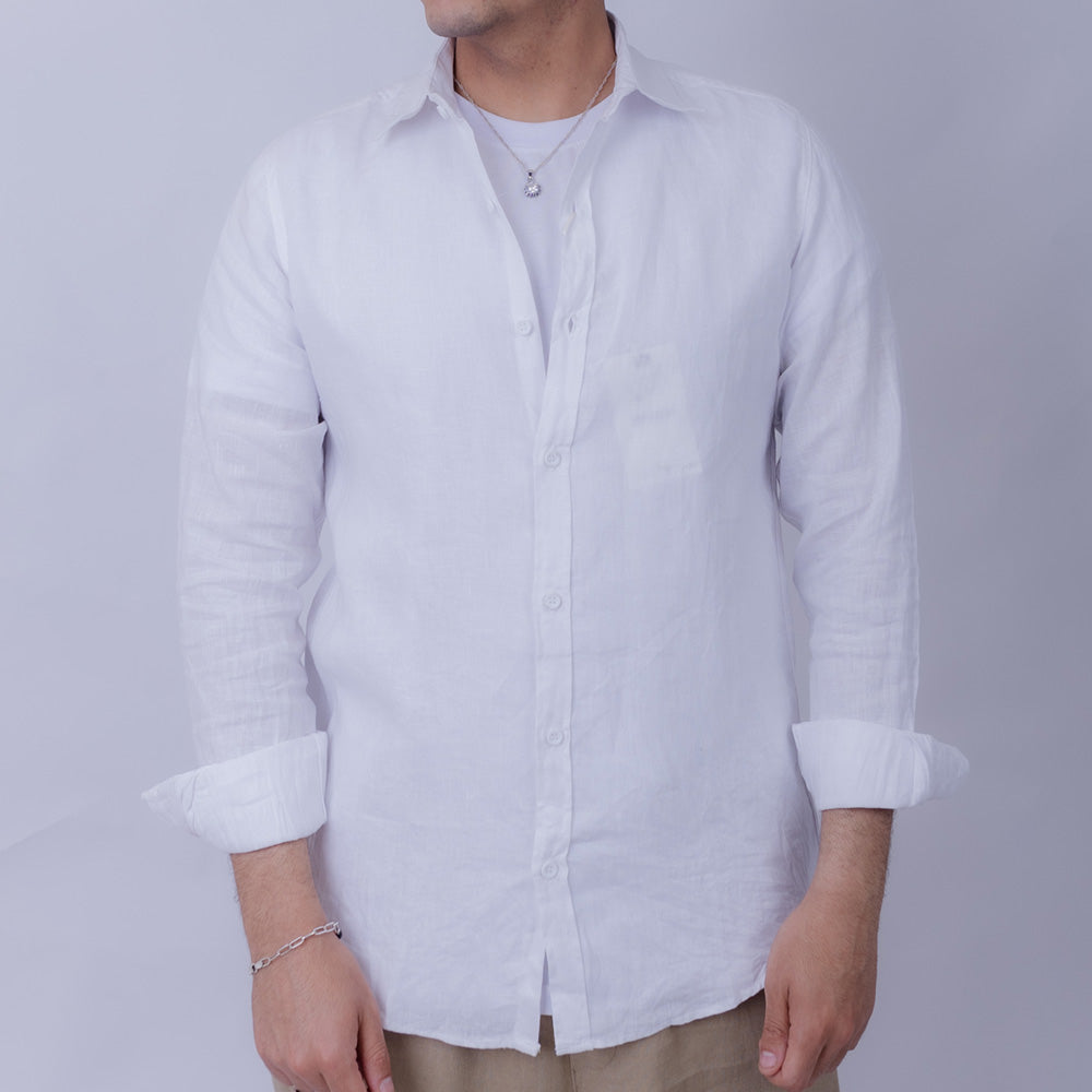 Regular Fit Linen Long Sleeve Shirt for Men