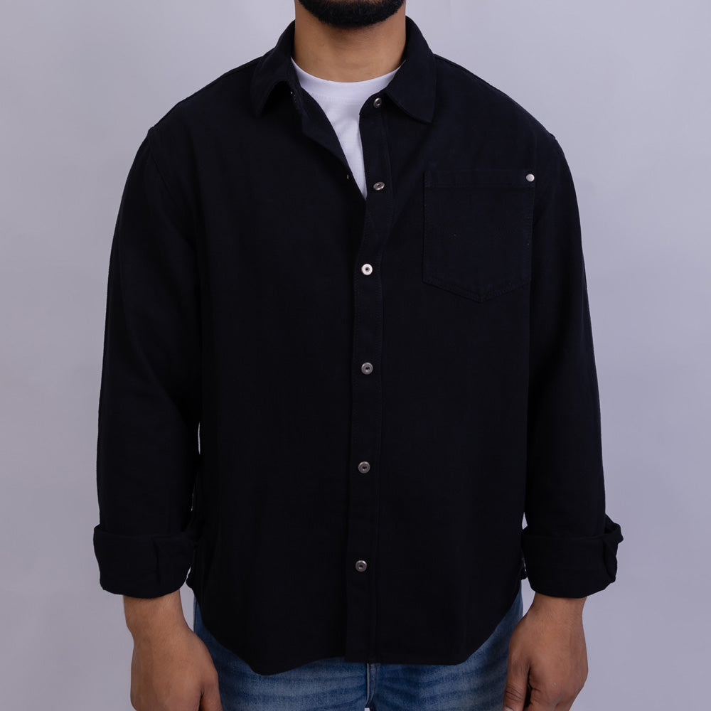 Relaxed Fit Cotton Long Sleeve Shirt for Men