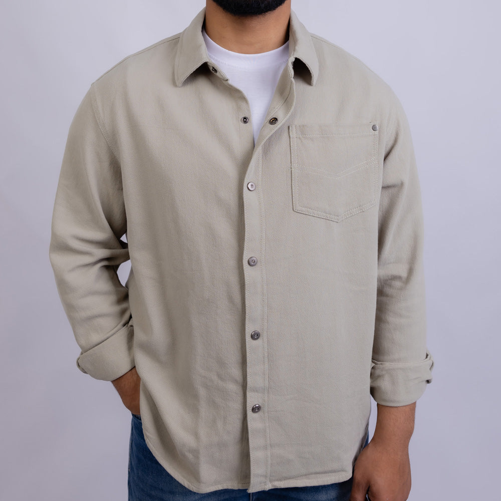 Relaxed Fit Cotton Long Sleeve Shirt for Men