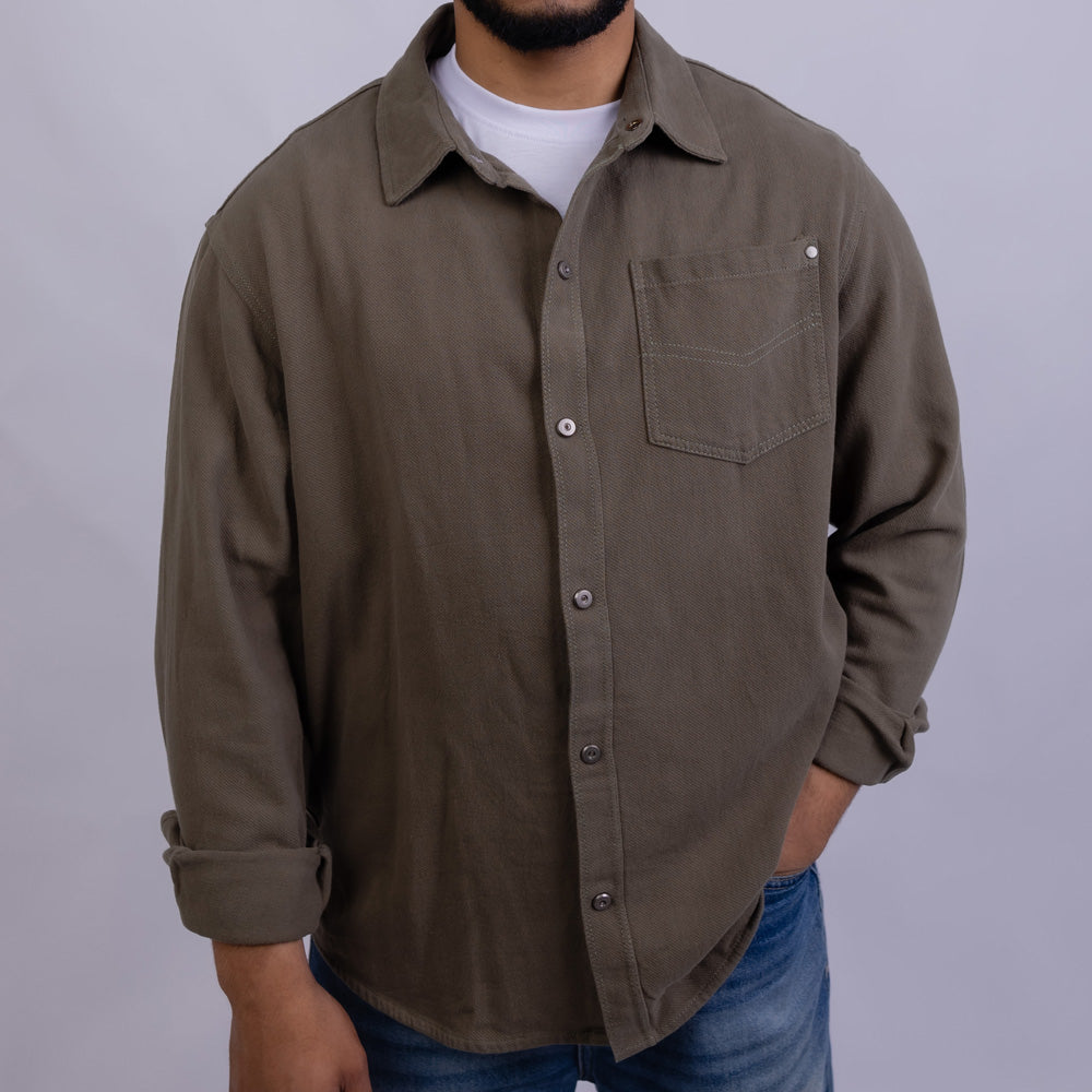 Relaxed Fit Cotton Long Sleeve Shirt for Men