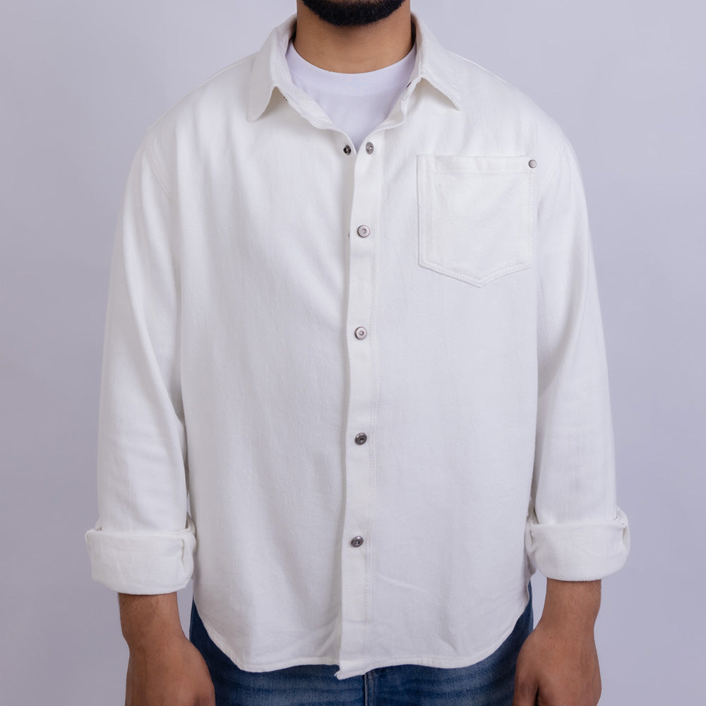 Relaxed Fit Cotton Long Sleeve Shirt for Men