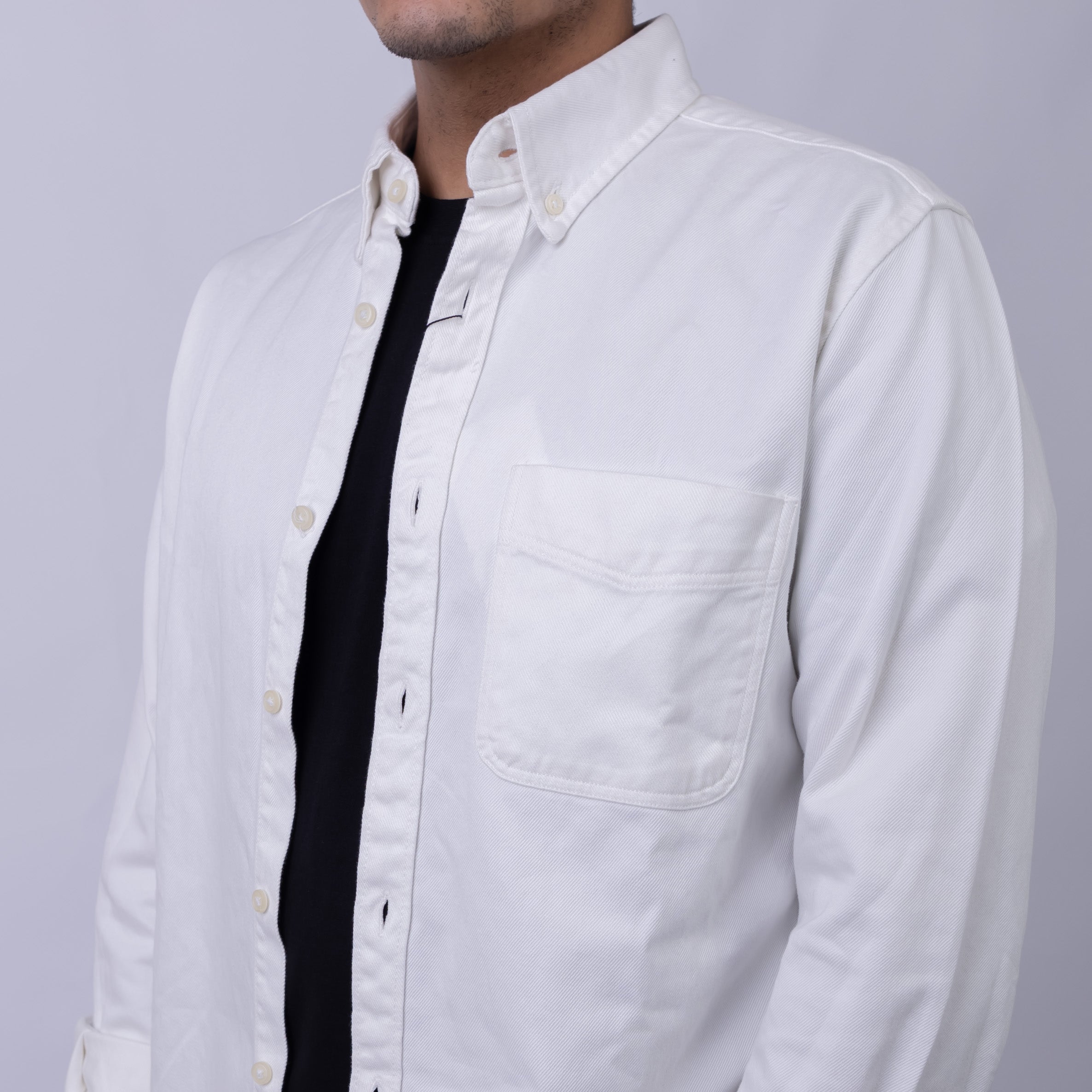 Slim Fit Gabardine Long Sleeve Shirt for Men