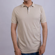 Slim Fit Men's Half-Zip Cotton Polo T-Shirt