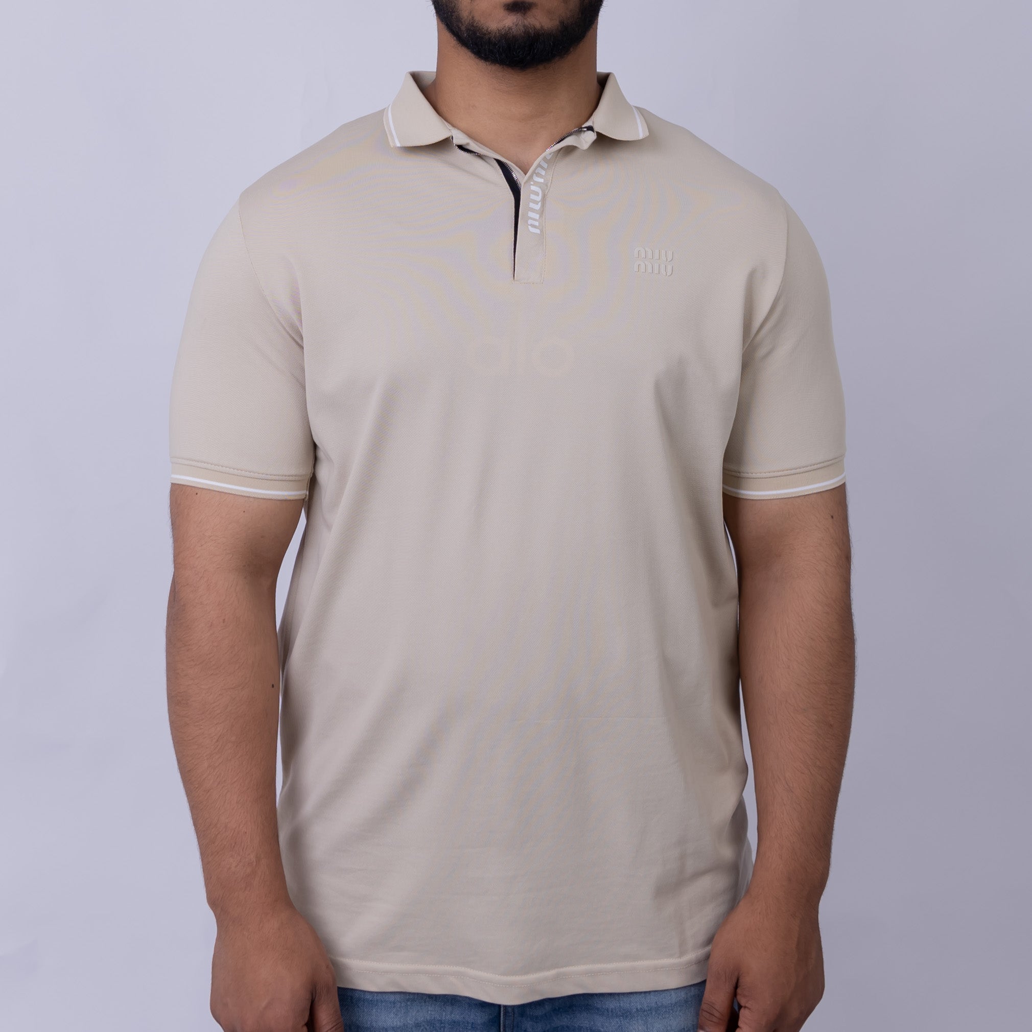 Slim Fit Men's Half-Zip Cotton Polo T-Shirt