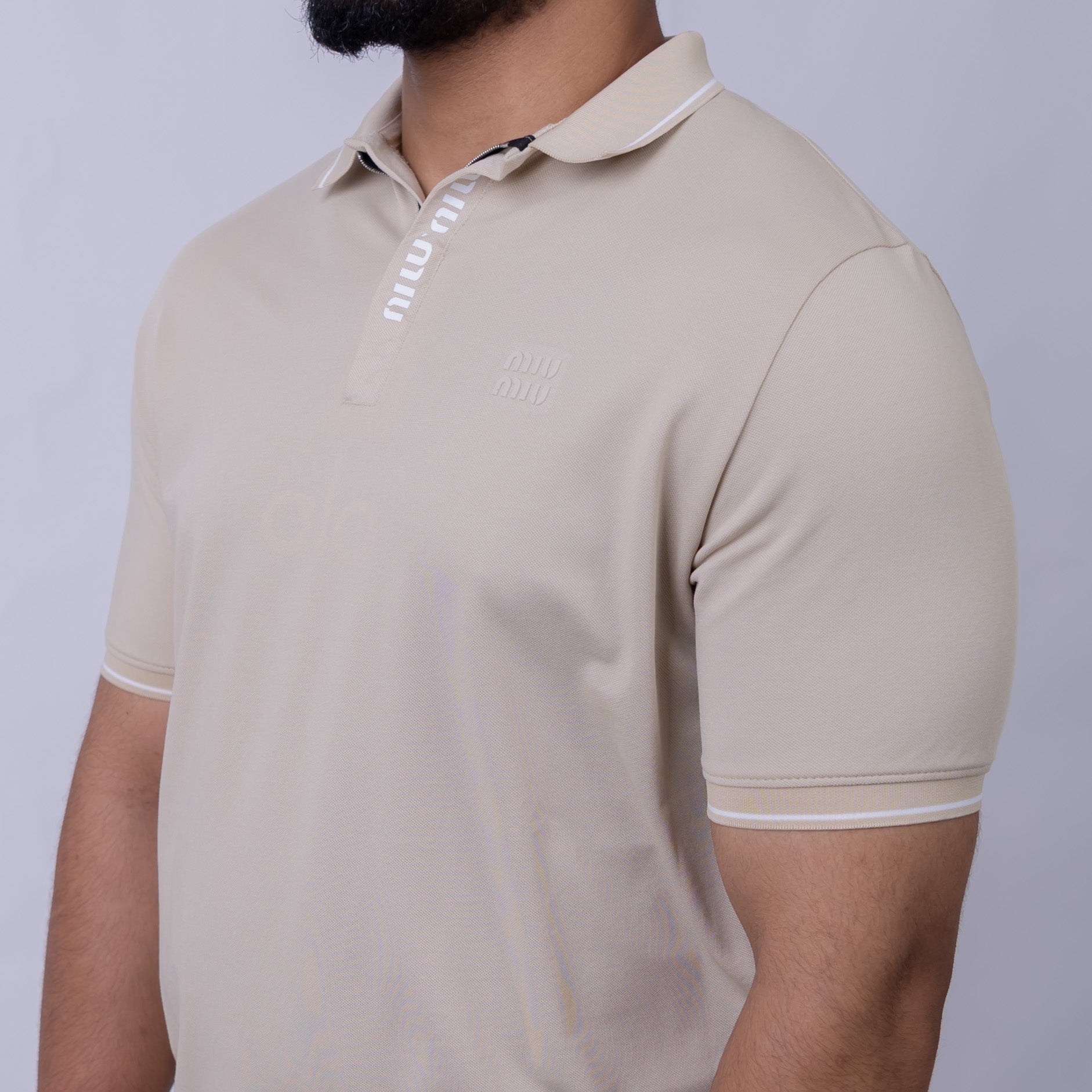 Slim Fit Men's Half-Zip Cotton Polo T-Shirt