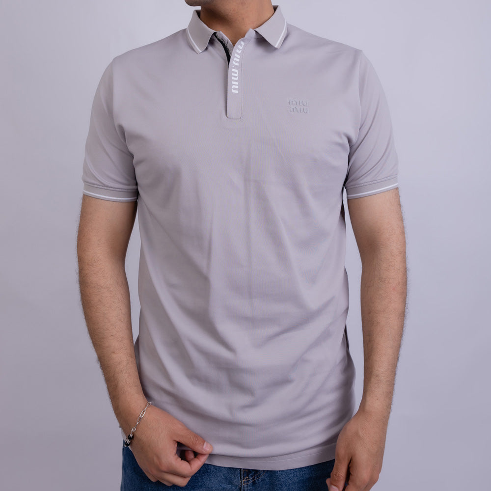 Slim Fit Men's Half-Zip Cotton Polo T-Shirt