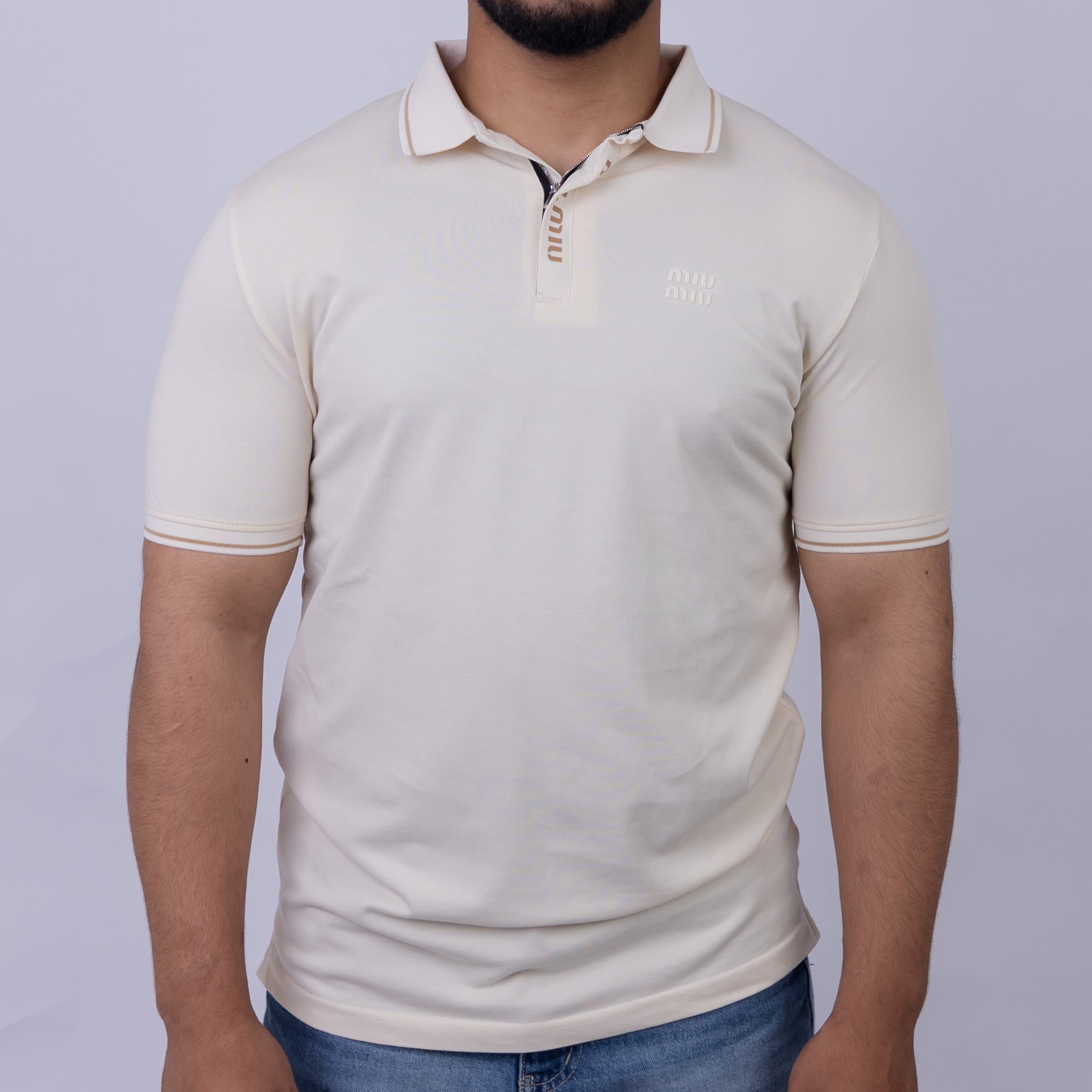 Slim Fit Men's Half-Zip Cotton Polo T-Shirt
